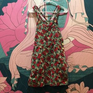 vintage 90s strawberry overalls skirt esprit
